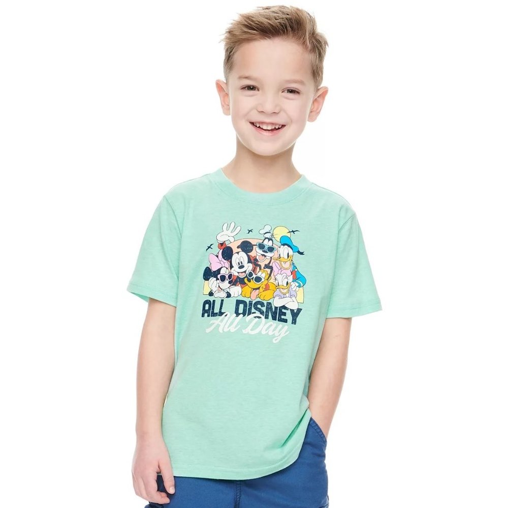 Little Boys Disney's Mickey & Friends All Disney All Day Graphic Tee Size 5 Mint